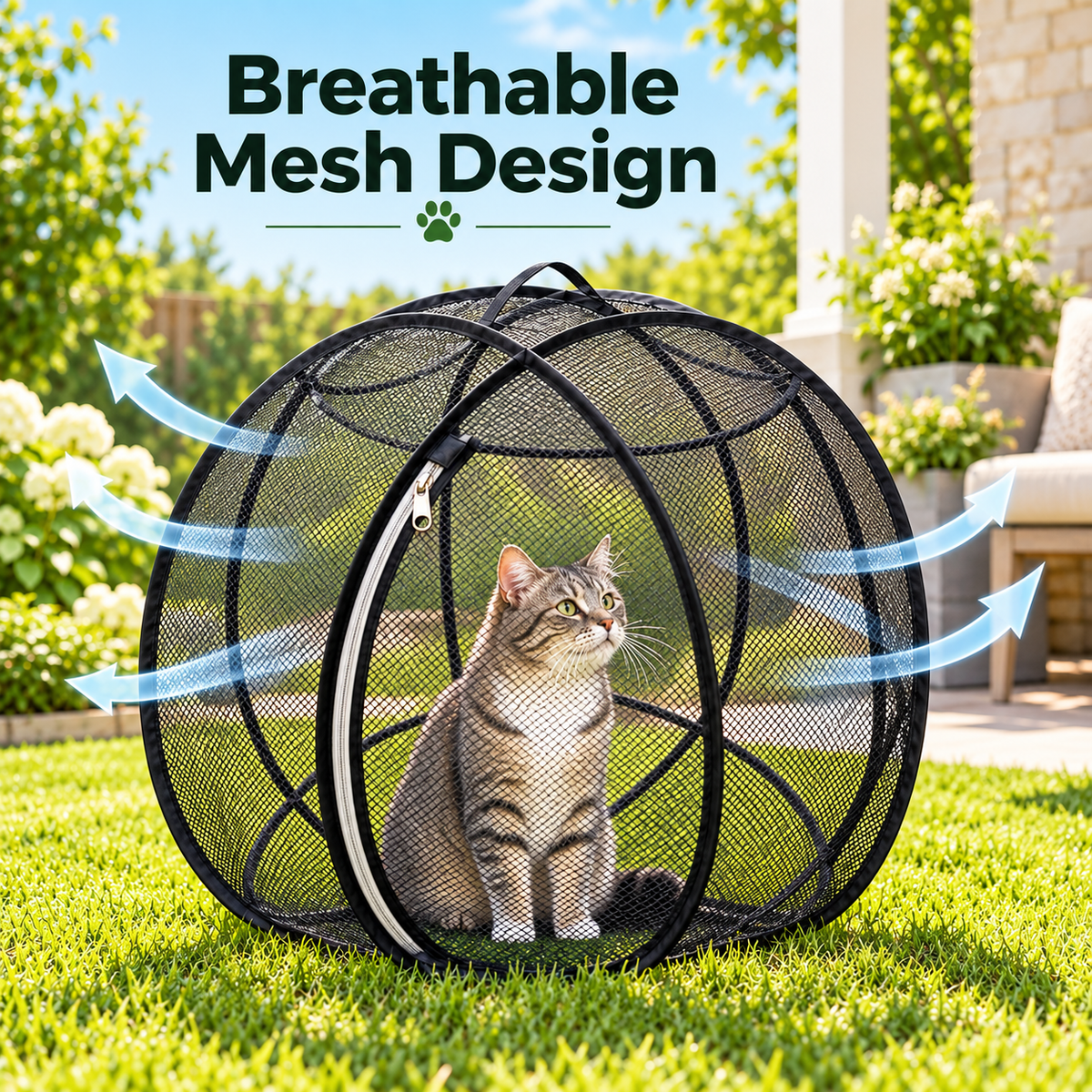 🐱 Pop-Up Cat Playpen – 32' Breathable Mesh Indoor & Outdoor Pet Enclosure