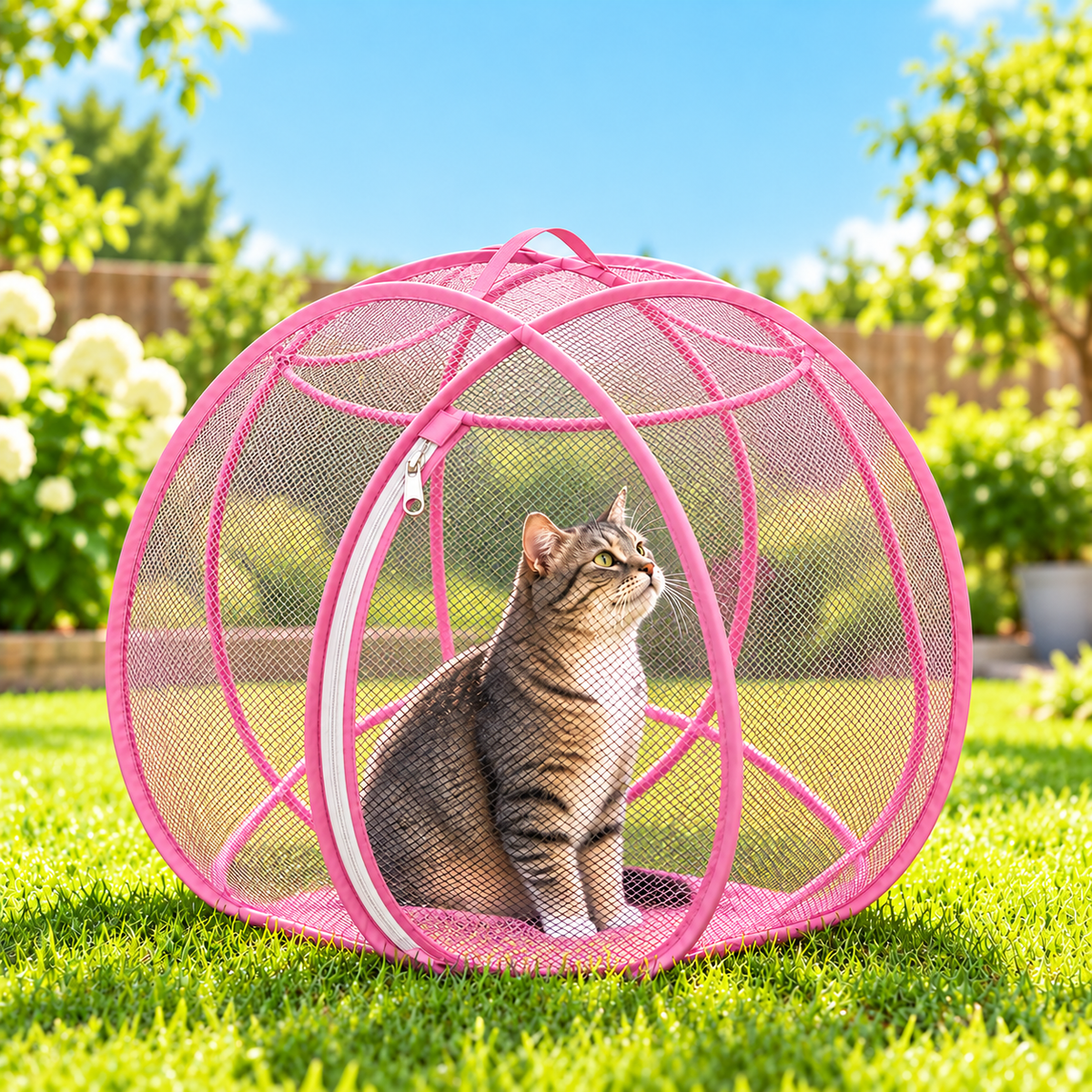 🐱 Pop-Up Cat Playpen – 32' Breathable Mesh Indoor & Outdoor Pet Enclosure