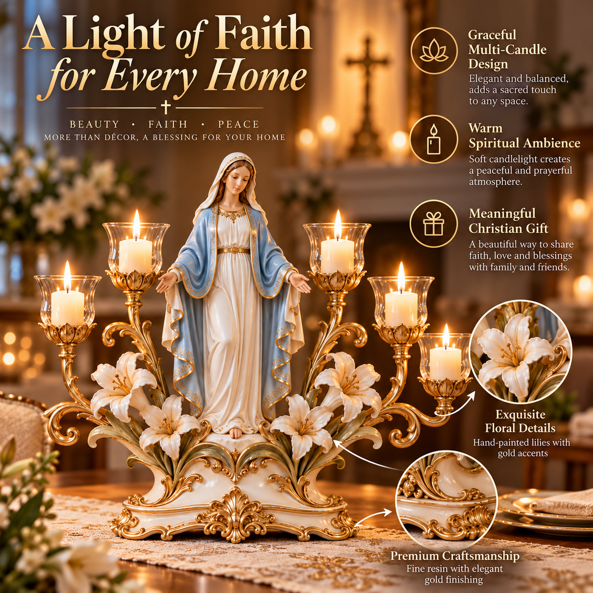 🕯️🎁 Light of His Presence™ Christian Candleholder – A Meaningful Faith Gift