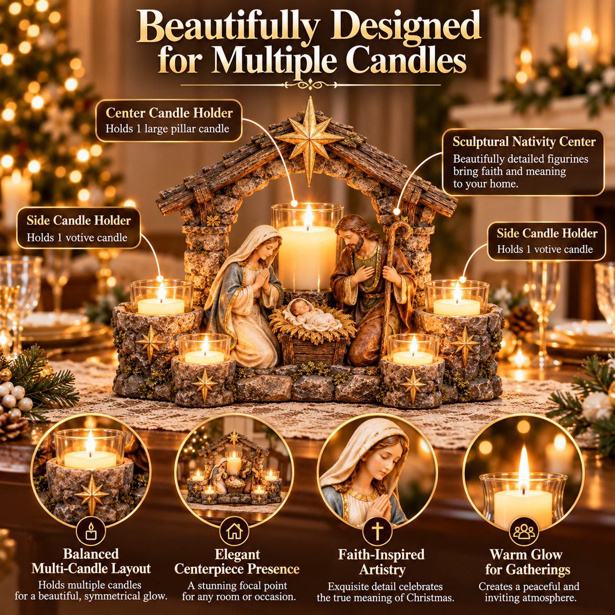 🕯️🎁 Light of His Presence™ Christian Candleholder – A Meaningful Faith Gift