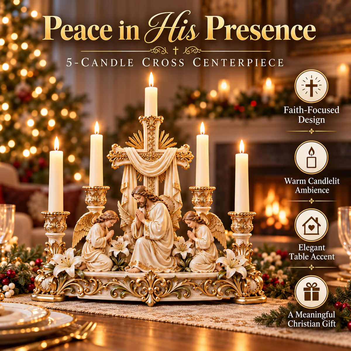🕯️🎁 Light of His Presence™ Christian Candleholder – A Meaningful Faith Gift