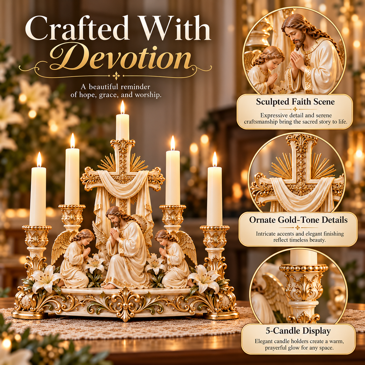 🕯️🎁 Light of His Presence™ Christian Candleholder – A Meaningful Faith Gift