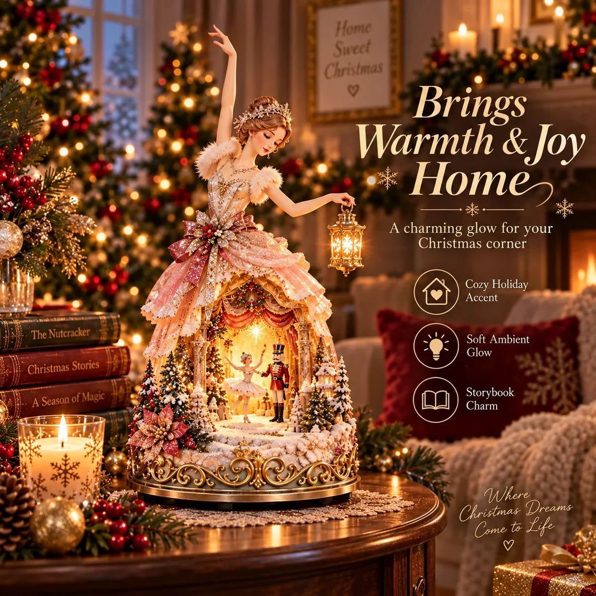 🔥LAST DAY 49% OFF 🩰  Winter Ballerina Story Lamp™ – Lighted Nutcracker Christmas Tabletop Decor