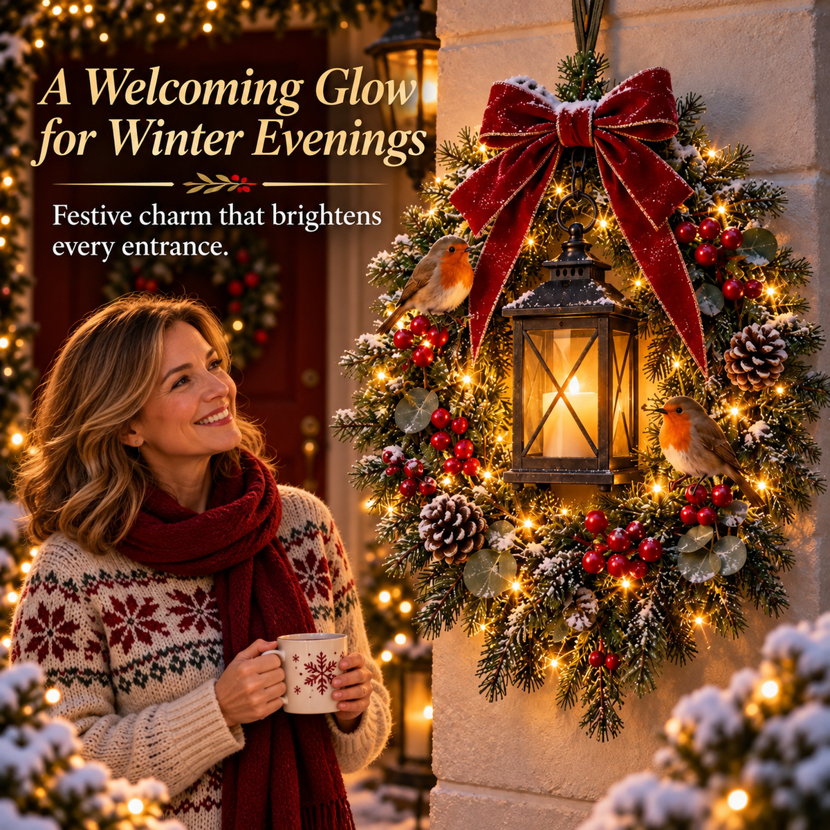 ✨Last Day 49% OFF✨A Robin Glow™ – Lighted Robin Christmas Wreath