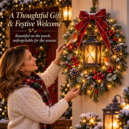 ✨Last Day 49% OFF✨A Robin Glow™ – Lighted Robin Christmas Wreath