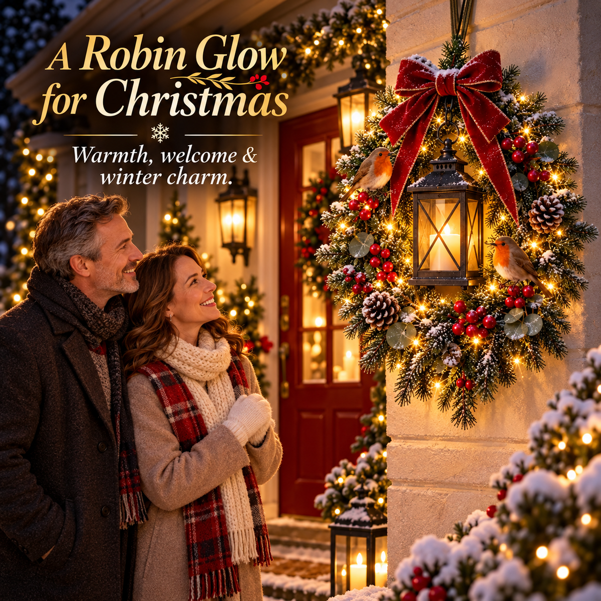 ✨Last Day 49% OFF✨A Robin Glow™ – Lighted Robin Christmas Wreath
