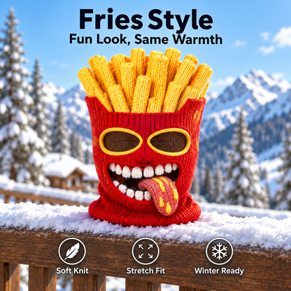 🍔 Funny Food Knit Balaclava – Warm Full-Face Ski Mask for Winter Adventures