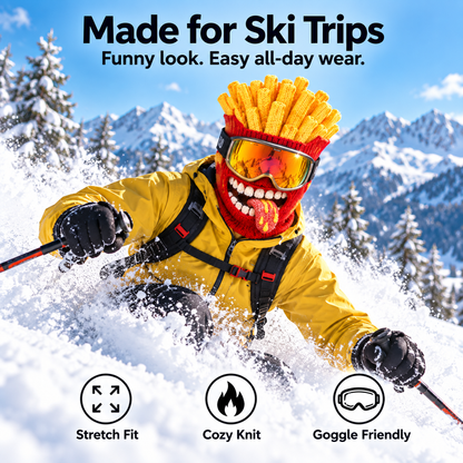 🍔 Funny Food Knit Balaclava – Warm Full-Face Ski Mask for Winter Adventures