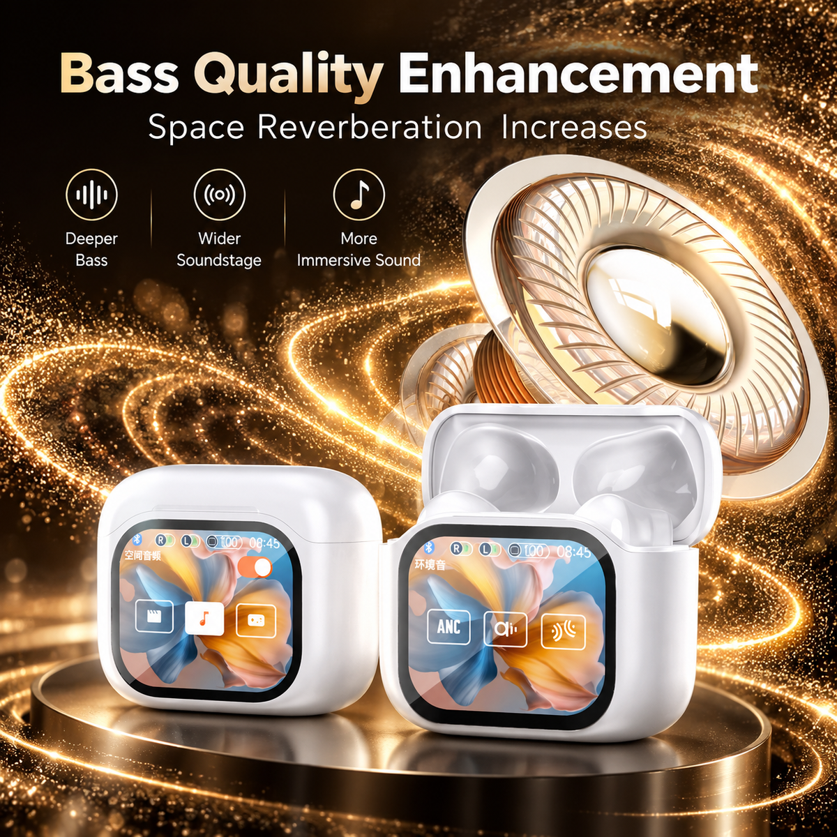 🌍 AI Translation Earbuds – 144 Languages, Smart Touchscreen & Noise-Canceling Audio