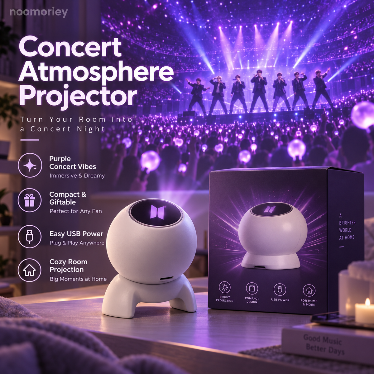 💜 Galaxy Concert Projector – Immersive Purple Starry Sky Light with Bluetooth Speaker & Remote Control