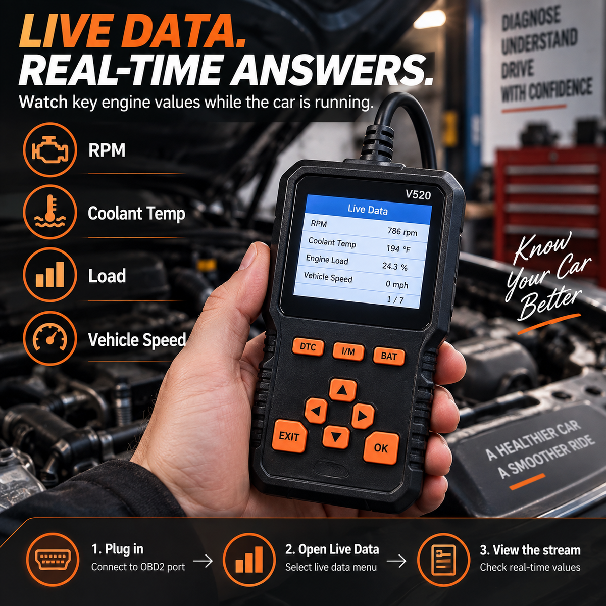 🔥 Save 50% Today | V520 OBD2 Scanner – Car Code Reader with Live Data