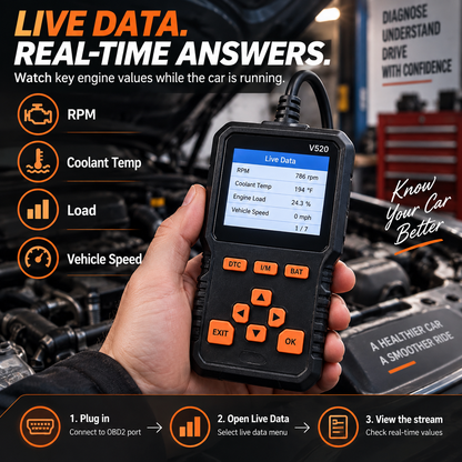 🔥 Save 50% Today | V520 OBD2 Scanner – Car Code Reader with Live Data