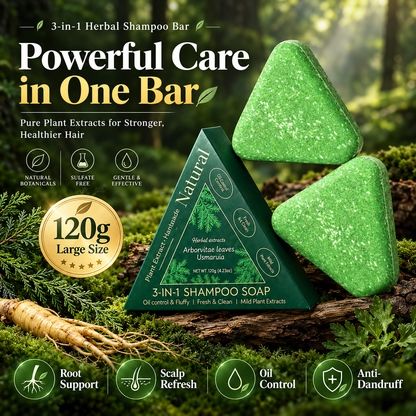 3-in-1 Herbal Shampoo Bar — Scalp Refresh, Oil Control & Stronger-Looking Hair