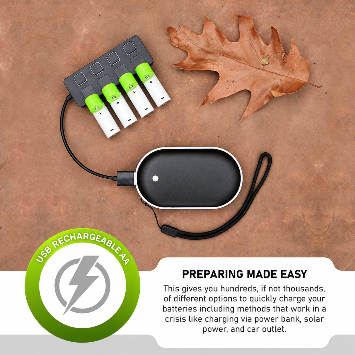 4-Pack USB Rechargeable AA & AAA Batteries – Built-In USB Charging