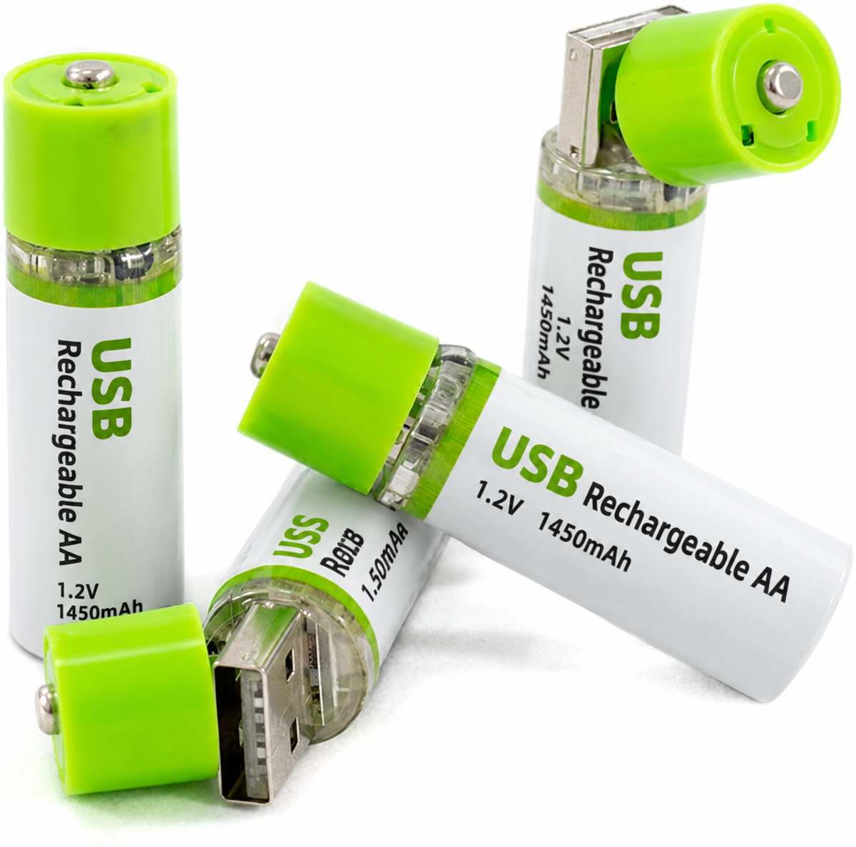 4-Pack USB Rechargeable AA & AAA Batteries – Built-In USB Charging