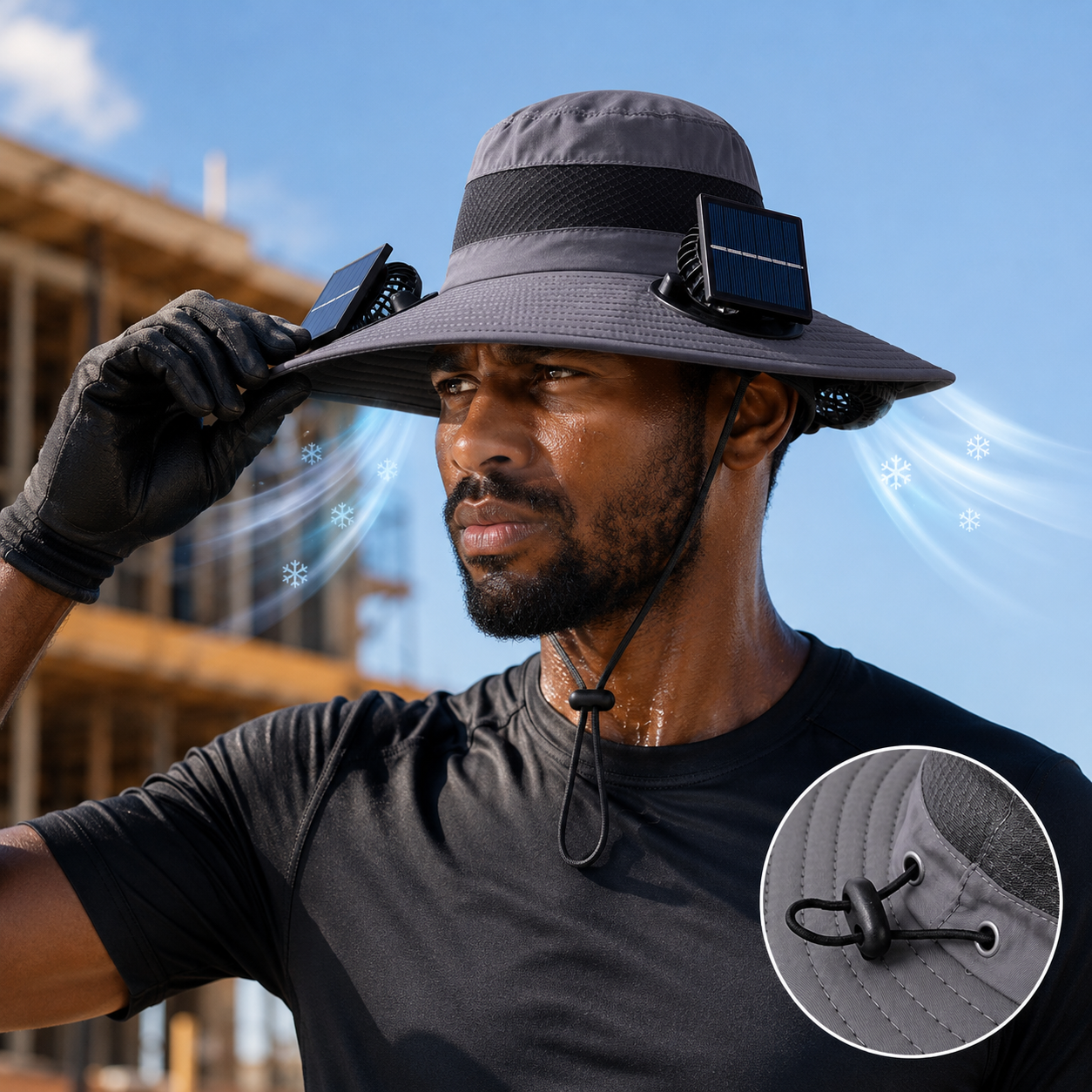 Solar Cooling Hat Dual Fan Rechargeable — Breathable Sun Hat with Fan for Outdoor Hiking Golf Camping Men Women