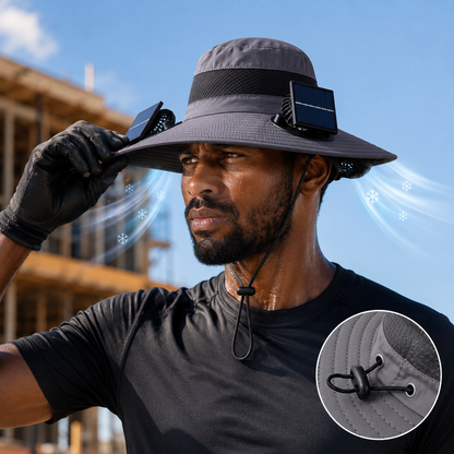 Solar Cooling Hat Dual Fan Rechargeable — Breathable Sun Hat with Fan for Outdoor Hiking Golf Camping Men Women