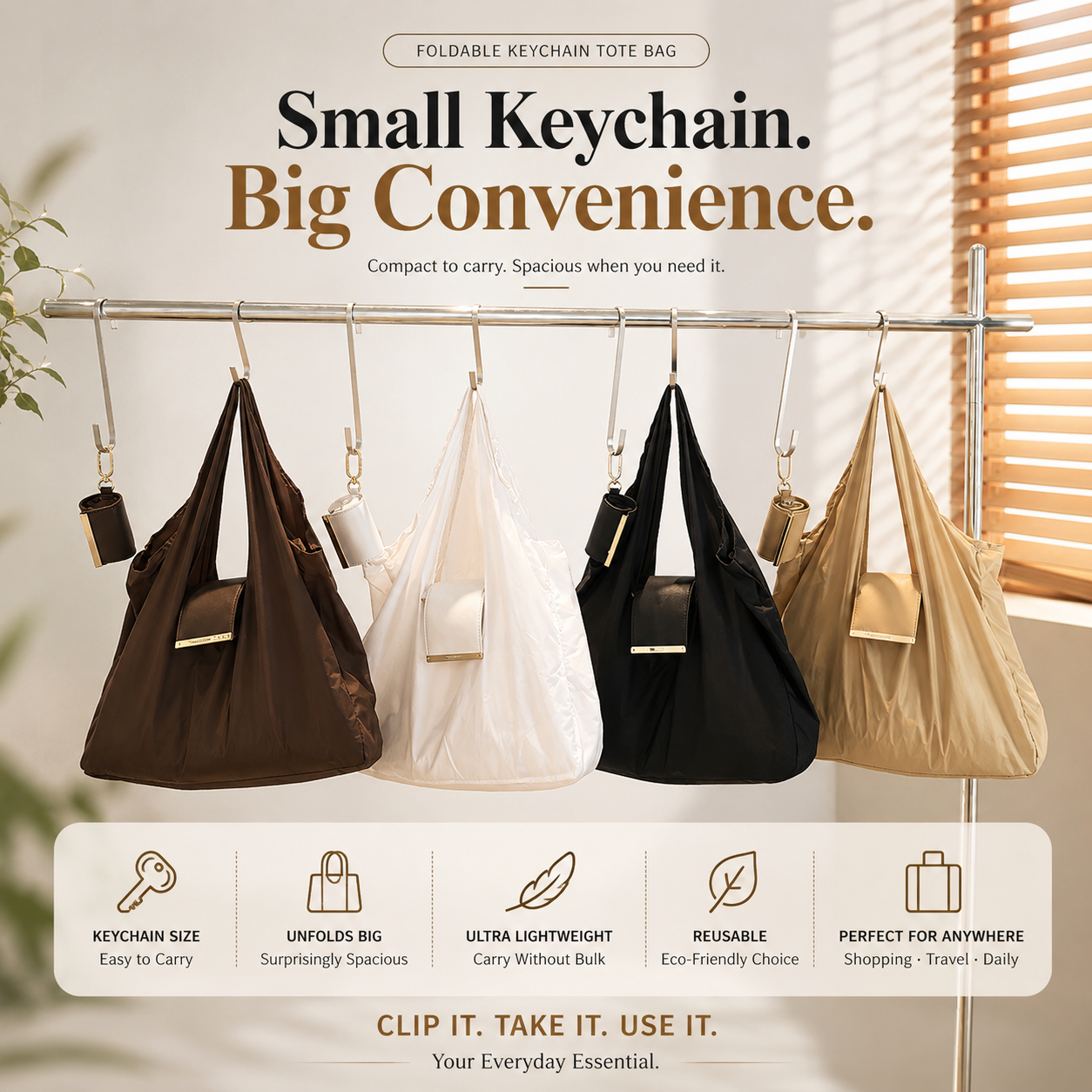 🔥 HOT SALE 15% OFF 🔥Portable Foldable Keychain Tote Bag | Reusable Shopping Bag