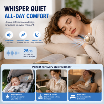 Portable Bladeless Clip-On Fan |360° Cooling • Hands-Free Comfort • Ultra Portable