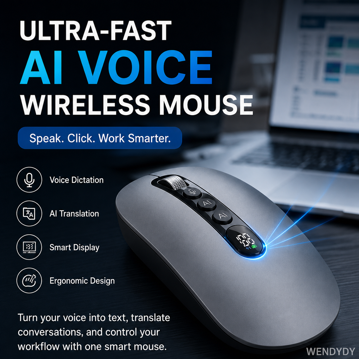 🖱️Speak, Click & Work Smarter — AI Voice Wireless Mouse