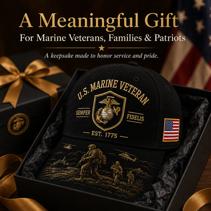U.S. Marine Veteran Semper Fidelis Commemorative embroidered Cap 🎁 Free Honor Coin With Every Cap Purchase