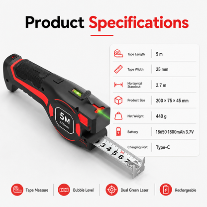 ✨📏 3-in-1 Laser Tape Measure