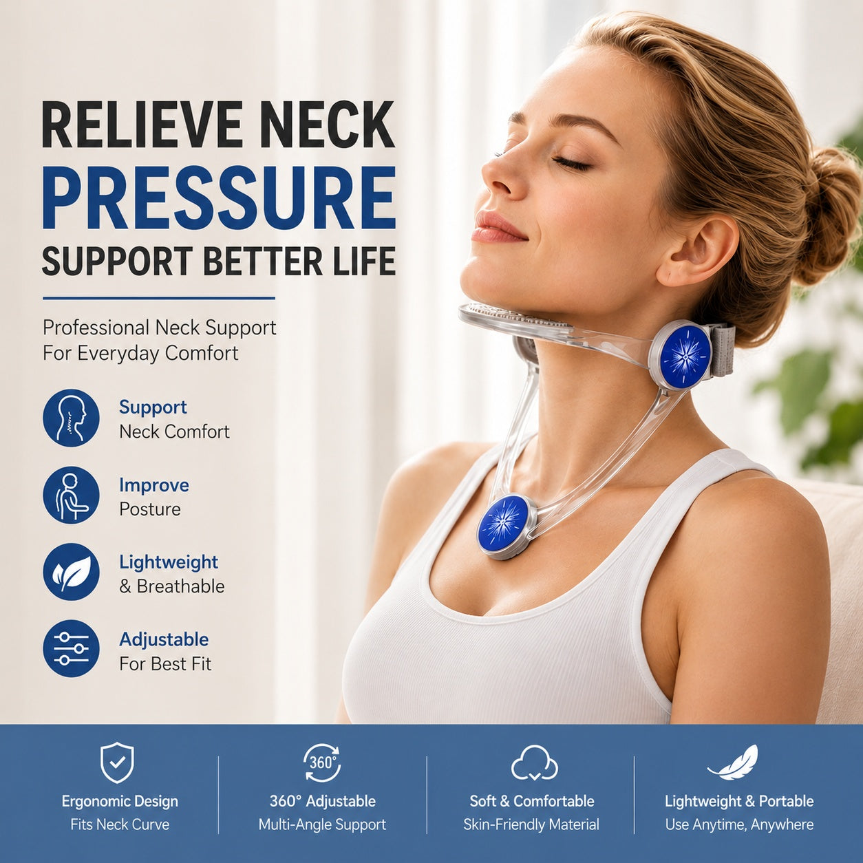 Feel Better Every Day|Ergonomic Neck Support for Work, Travel & Daily Comfort