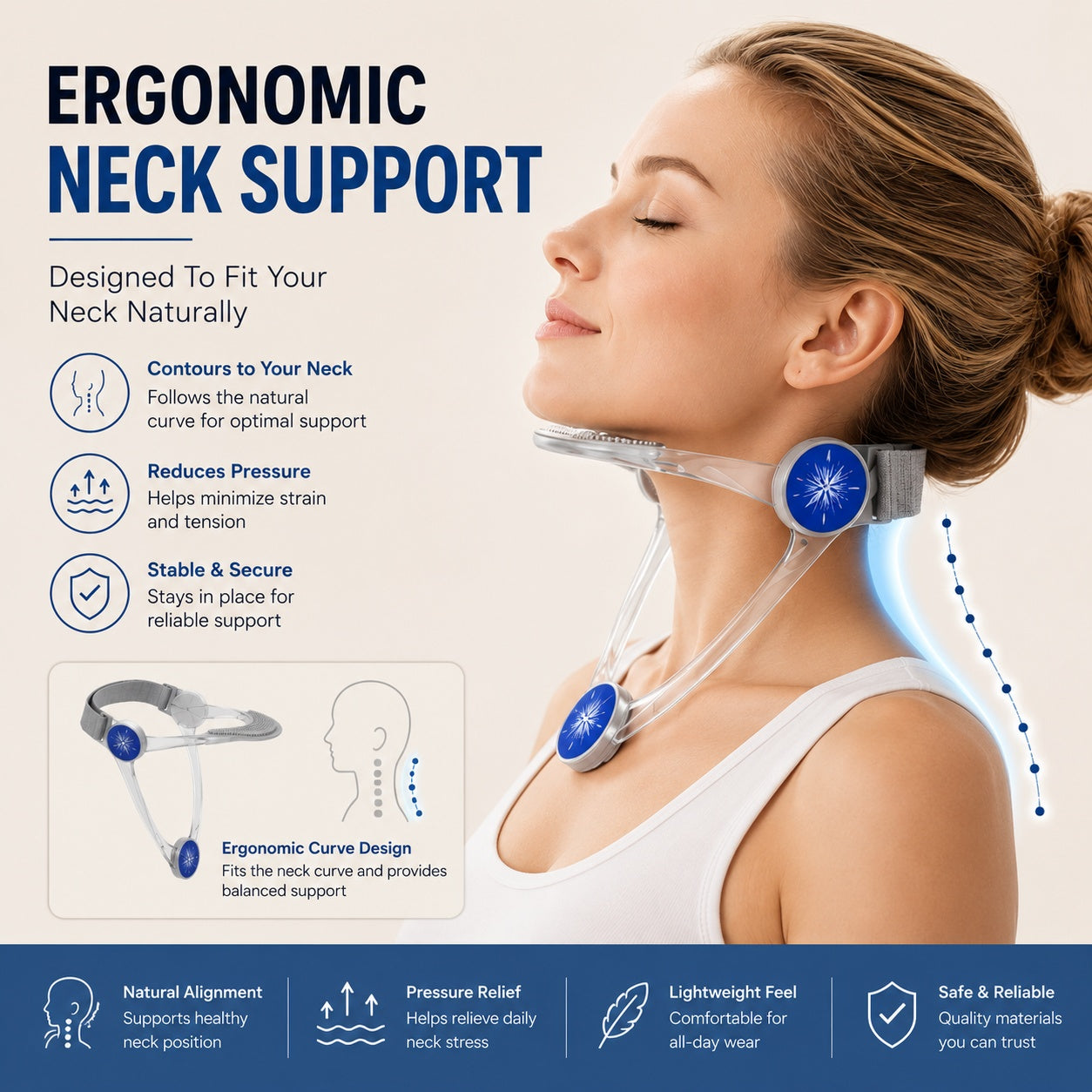 Feel Better Every Day|Ergonomic Neck Support for Work, Travel & Daily Comfort