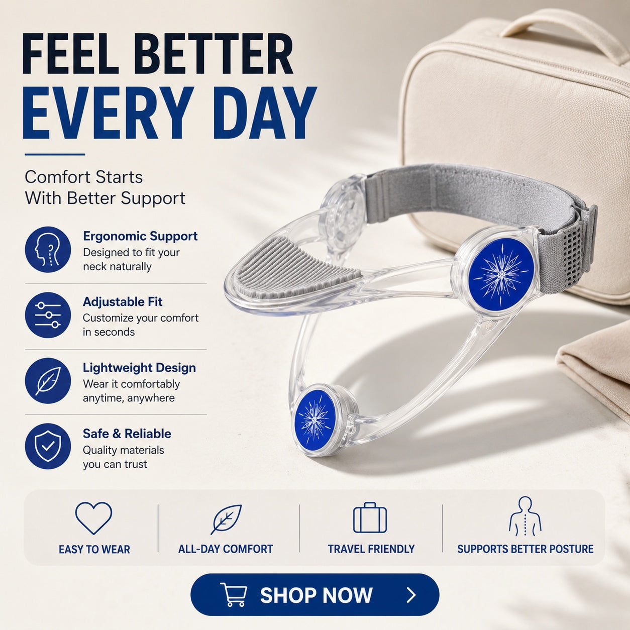 Feel Better Every Day|Ergonomic Neck Support for Work, Travel & Daily Comfort