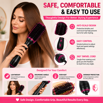 💇‍♀️ One-Step Hair Dryer Brush – 3-in-1 Blow Dryer & Styler For Smooth Frizz-Free Salon Hair