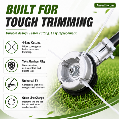 ⚙️ 50% OFF NOW! 🌿4-Line Aluminum Trimmer Head – Quick Reload Design
