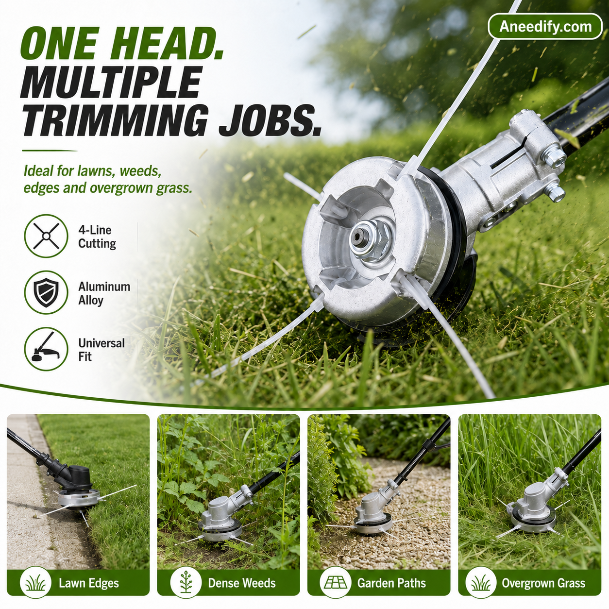 ⚙️ 50% OFF NOW! 🌿4-Line Aluminum Trimmer Head – Quick Reload Design
