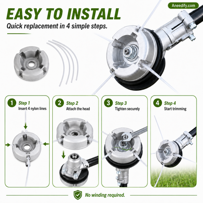 ⚙️ 50% OFF NOW! 🌿4-Line Aluminum Trimmer Head – Quick Reload Design