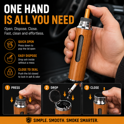 Portable Smokeless Pocket Ash Container-Premium One-Hand Car Ashtray
