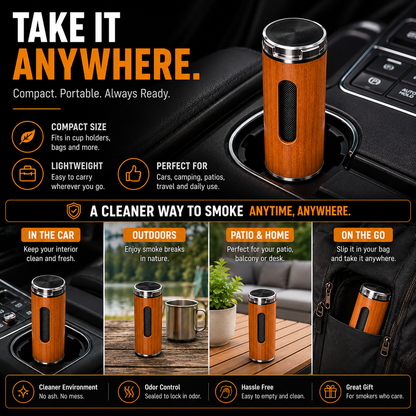 Portable Smokeless Pocket Ash Container-Premium One-Hand Car Ashtray