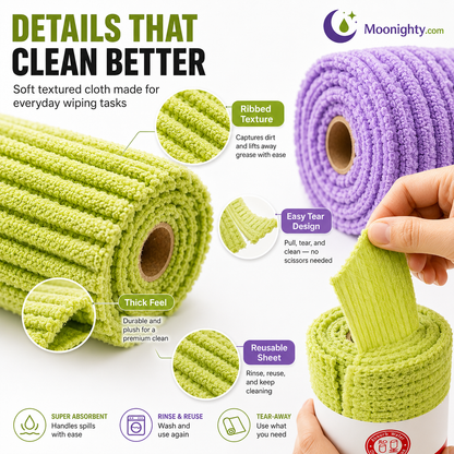✨Multipurpose Reusable Tear-Off Cleaning Cloth Roll
