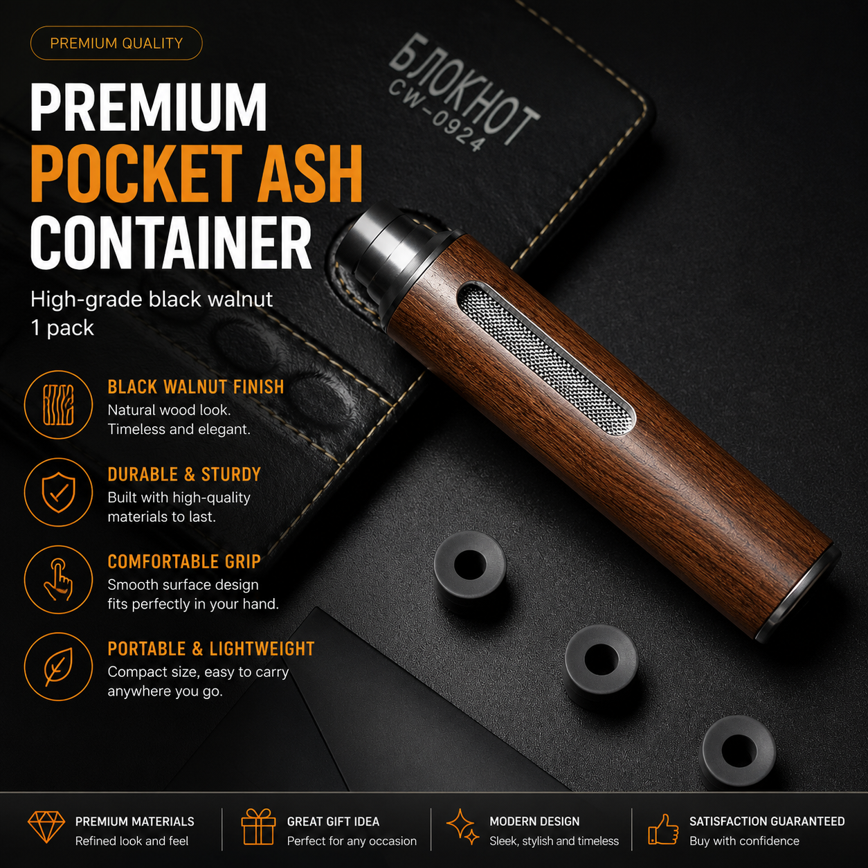 Portable Smokeless Pocket Ash Container-Premium One-Hand Car Ashtray