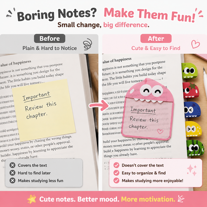 📚 Cute Character Sticky Notes （Pack of six）– Kawaii Memo Pads For Study, Journaling & Planning（6 PCS）