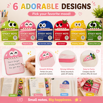 📚 Cute Character Sticky Notes （Pack of six）– Kawaii Memo Pads For Study, Journaling & Planning（6 PCS）