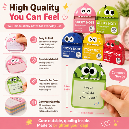 📚 Cute Character Sticky Notes （Pack of six）– Kawaii Memo Pads For Study, Journaling & Planning（6 PCS）