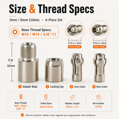 ✨⚙️Angle Grinder Conversion Kit 🔧 3mm/6mm Dual Collet – 100-type angle grinder Adapter for Carving & Polishing