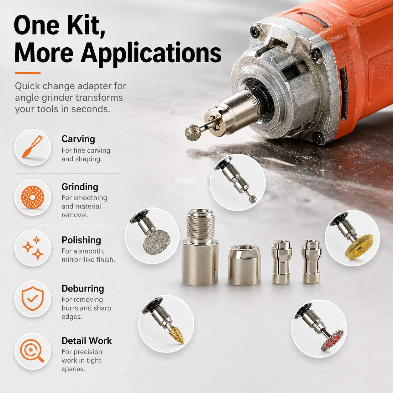 ✨⚙️Angle Grinder Conversion Kit 🔧 3mm/6mm Dual Collet – 100-type angle grinder Adapter for Carving & Polishing