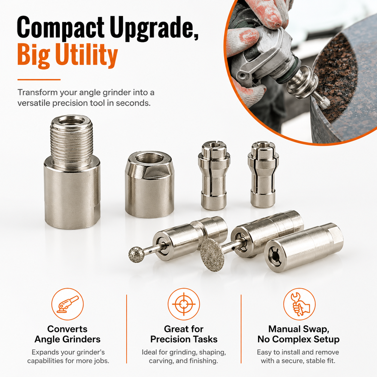 ✨⚙️Angle Grinder Conversion Kit 🔧 3mm/6mm Dual Collet – 100-type angle grinder Adapter for Carving & Polishing