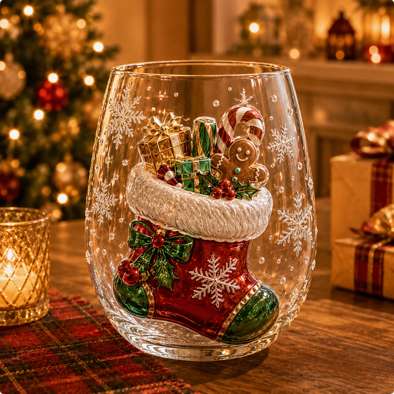 ✨Magical Christmas 3D Glass Cup Collection – Santa, Reindeer, Snowman & Christmas Tree