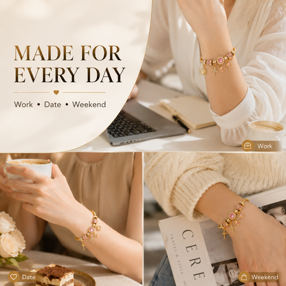 Aurora Two-Tone Detachable Charm Snake Chain Bracelet