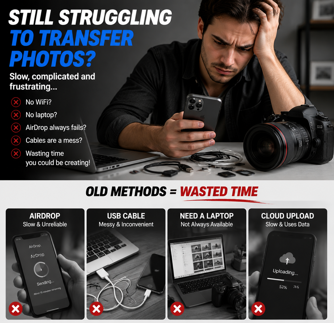🔌5-in-1 SD Card Reader for iPhone & USB-C – Fast Photo & Video Transfer Adapter