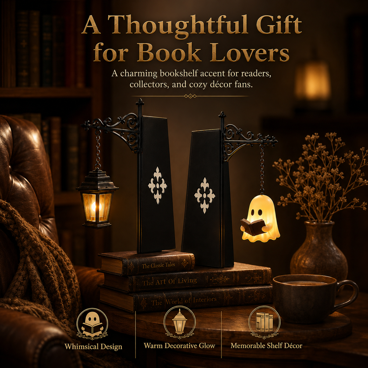 ✨Cozy floating ghost decor for any bookshelf