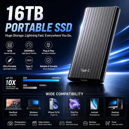 🏆16TB Large-Capacity Type-C Portable Mini SSD