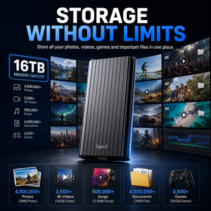 🏆16TB Large-Capacity Type-C Portable Mini SSD