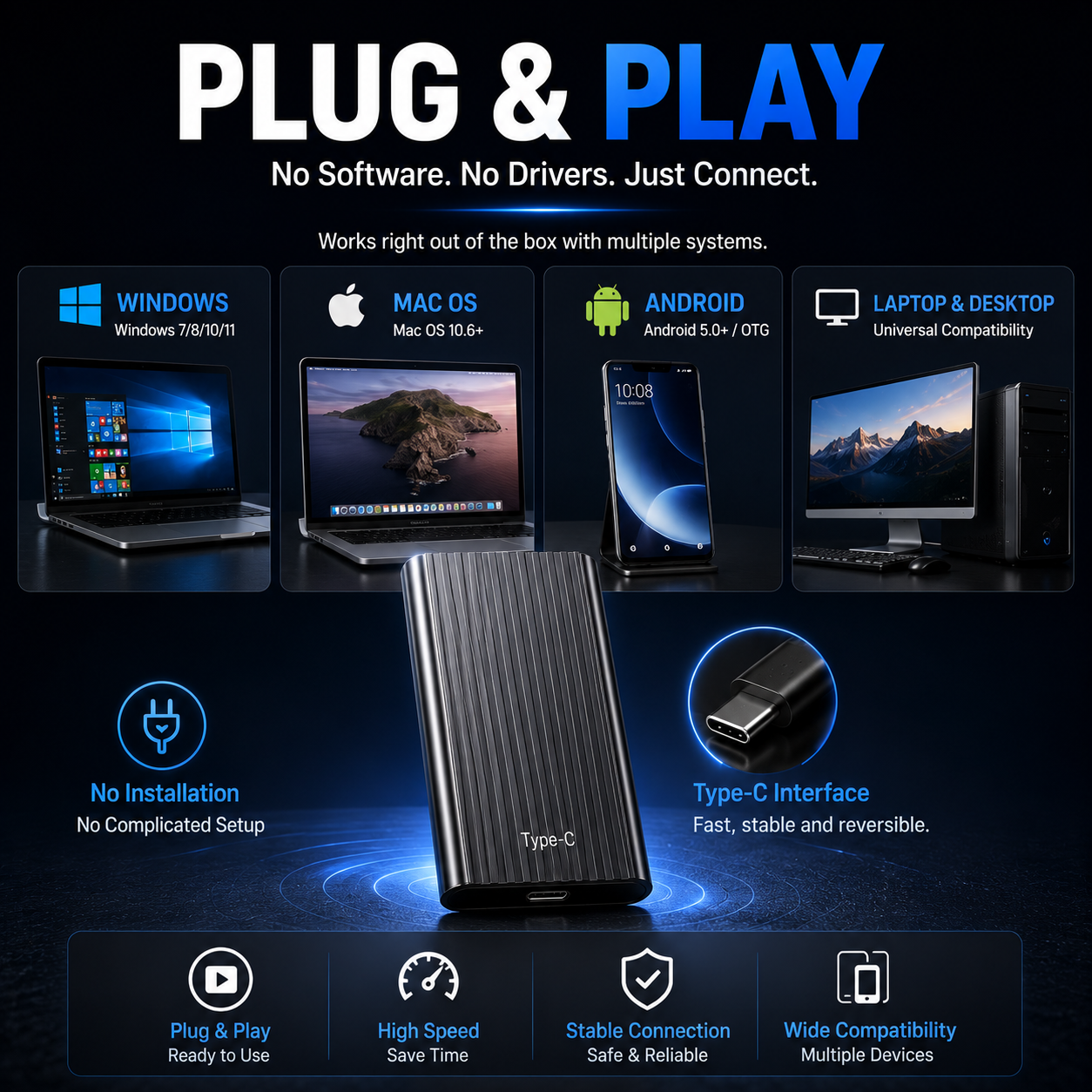 🏆16TB Large-Capacity Type-C Portable Mini SSD